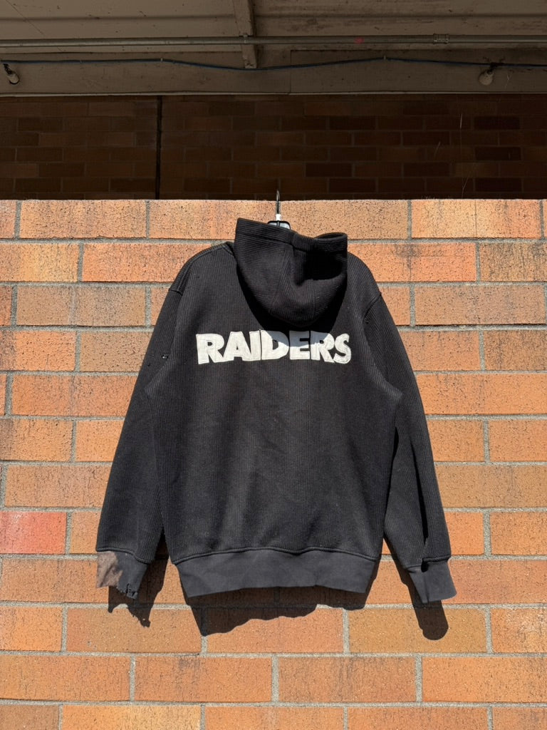 Y2K Oakland Raiders Thermal NFL Zip Up Hoodie Size L