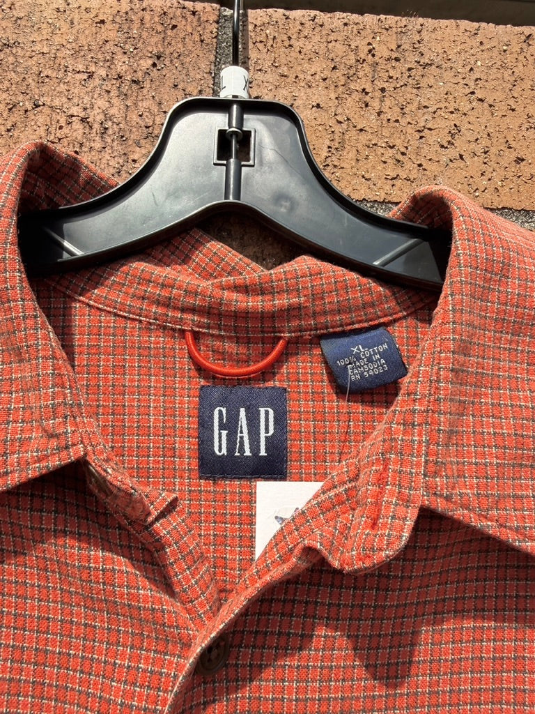 Y2K Gap Red Micro Plaid Flannel Size XL