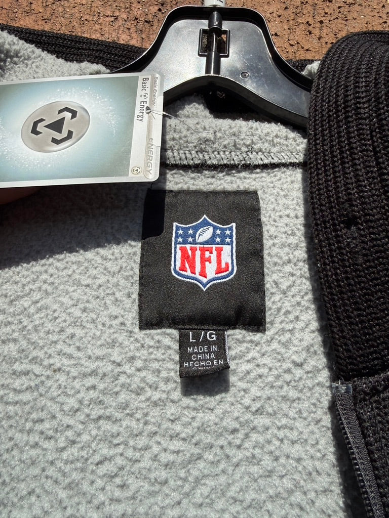 Y2K Oakland Raiders Thermal NFL Zip Up Hoodie Size L