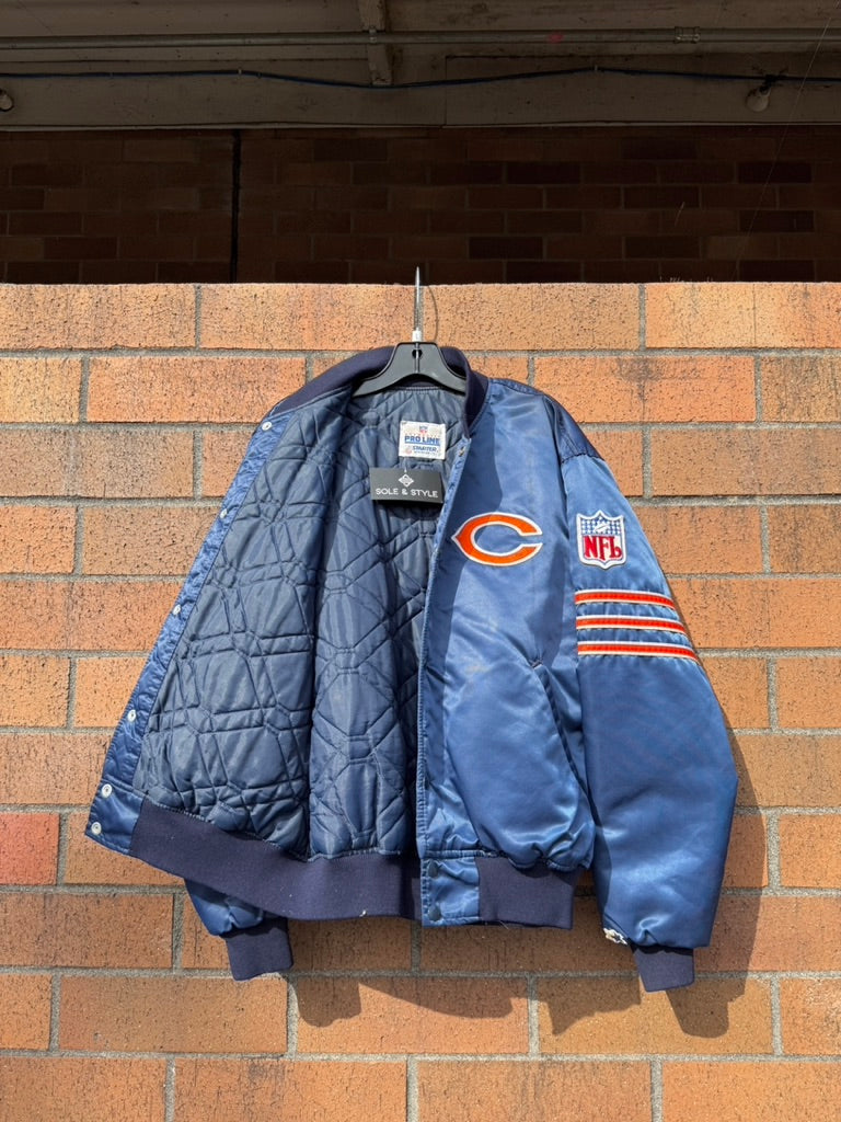 90s Starter Chicago Bears Satin Bomber Jacket Sz L