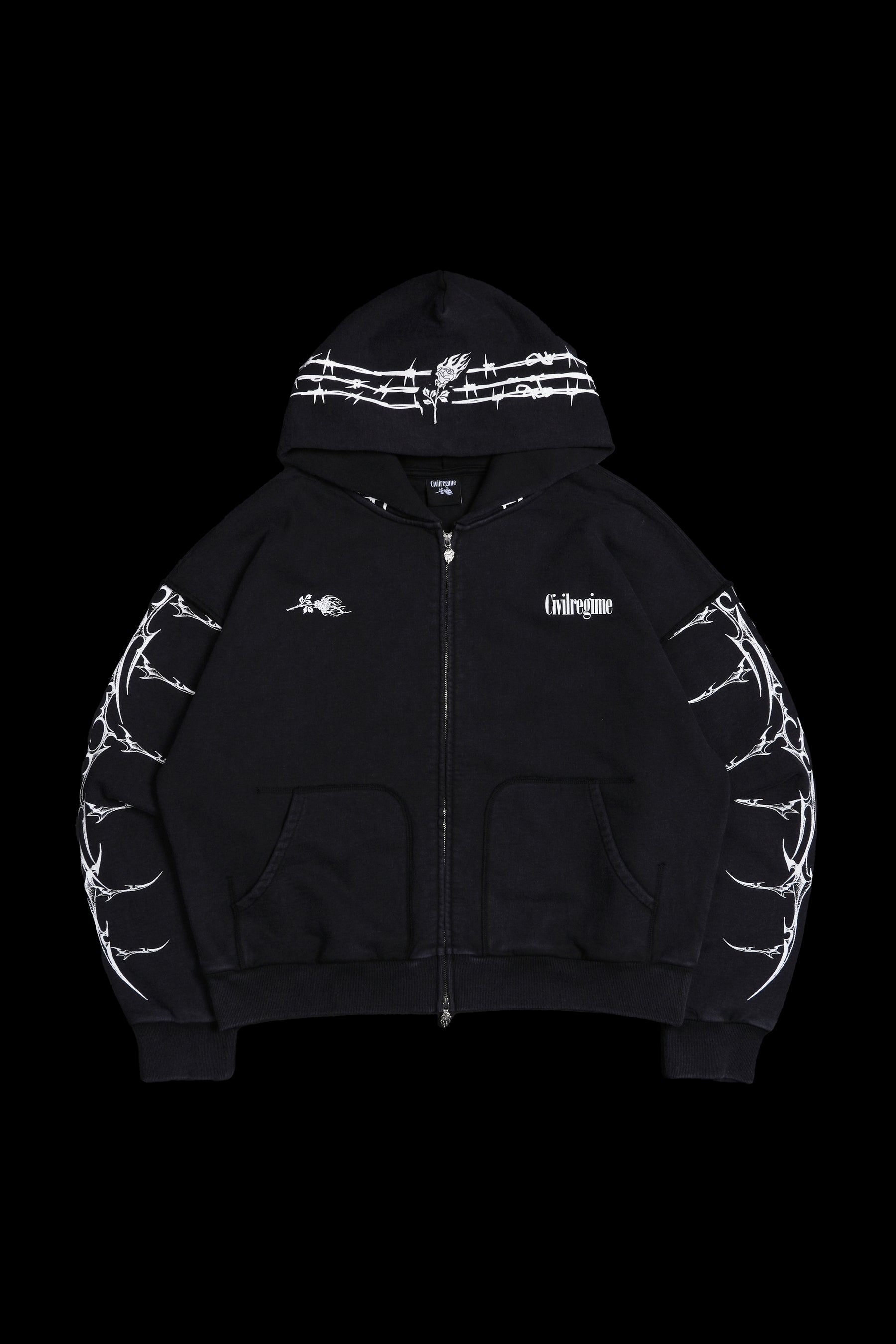 Civil Regime Core Brigade Zip Up Hoodie Black Sz M