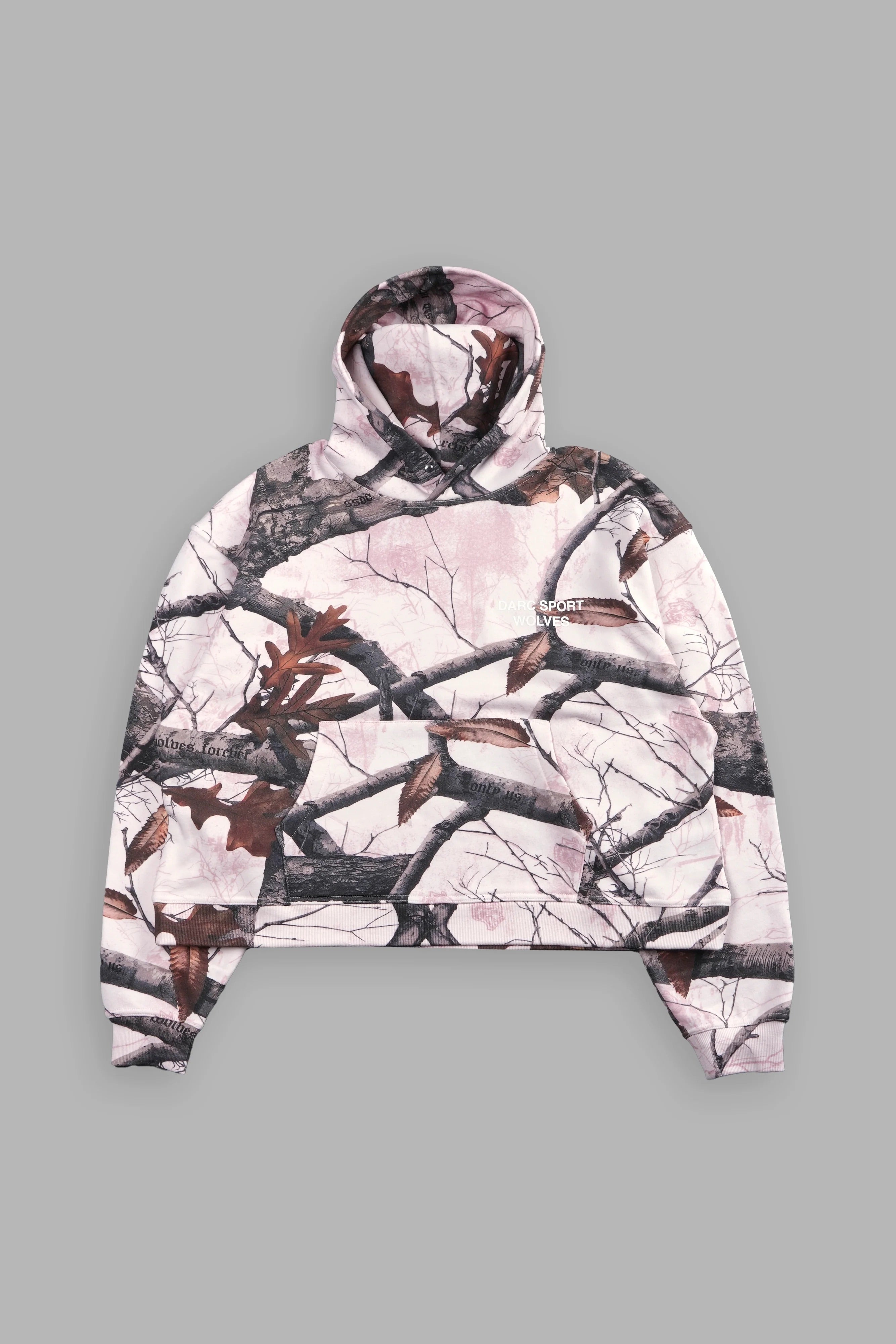 Darc Sport Wolves Box Cut Hoodie Pink Woodland Camo Sz XL