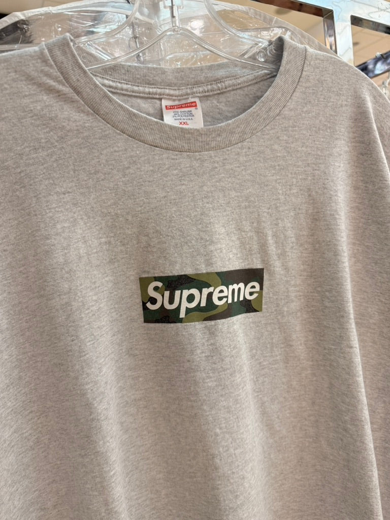 Supreme Camo Box Logo Tee Ash Grey FW23 USED Size XXL