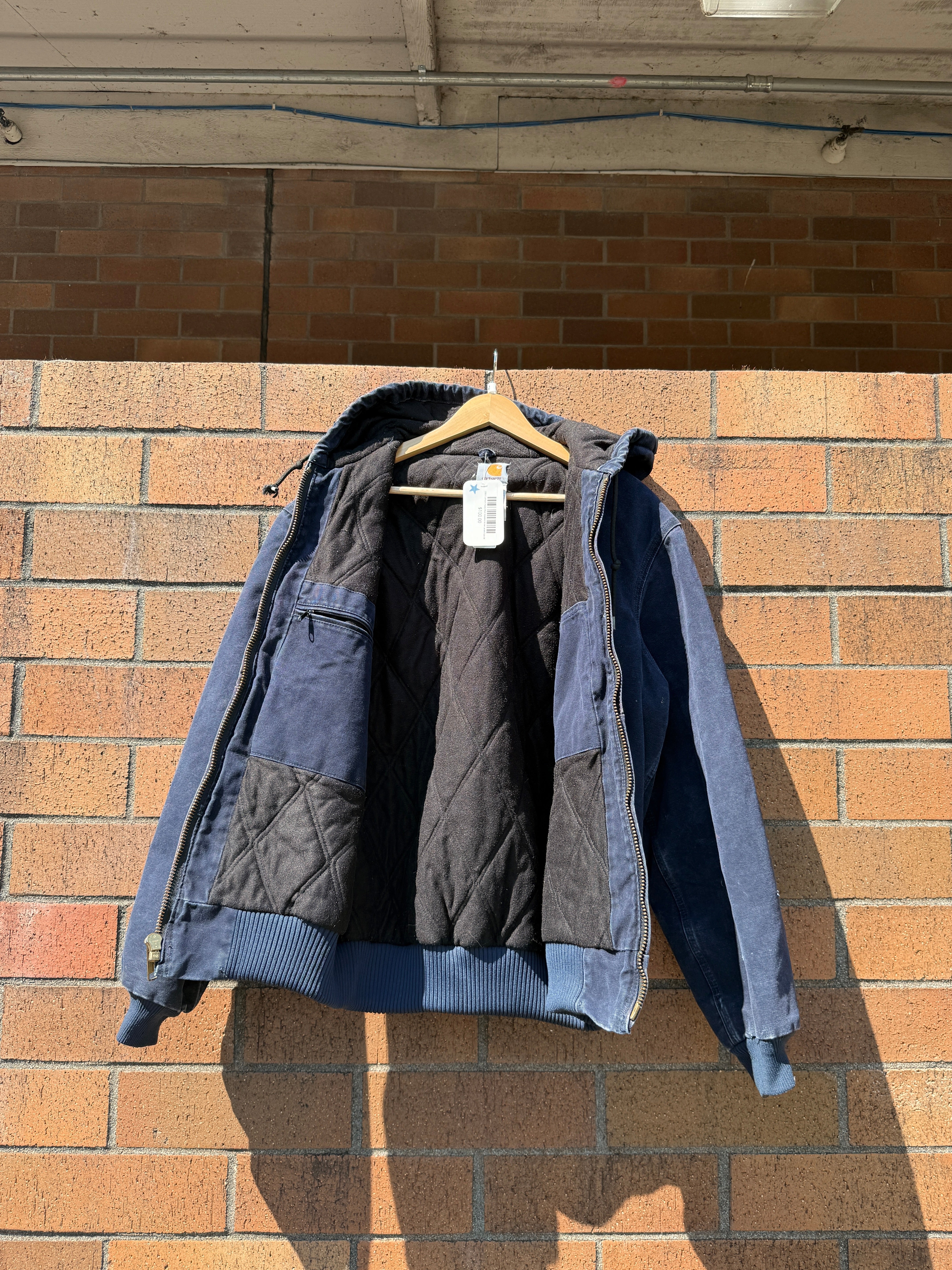 2003 Carhartt Navy Blue Hooded Active Jacket Size M