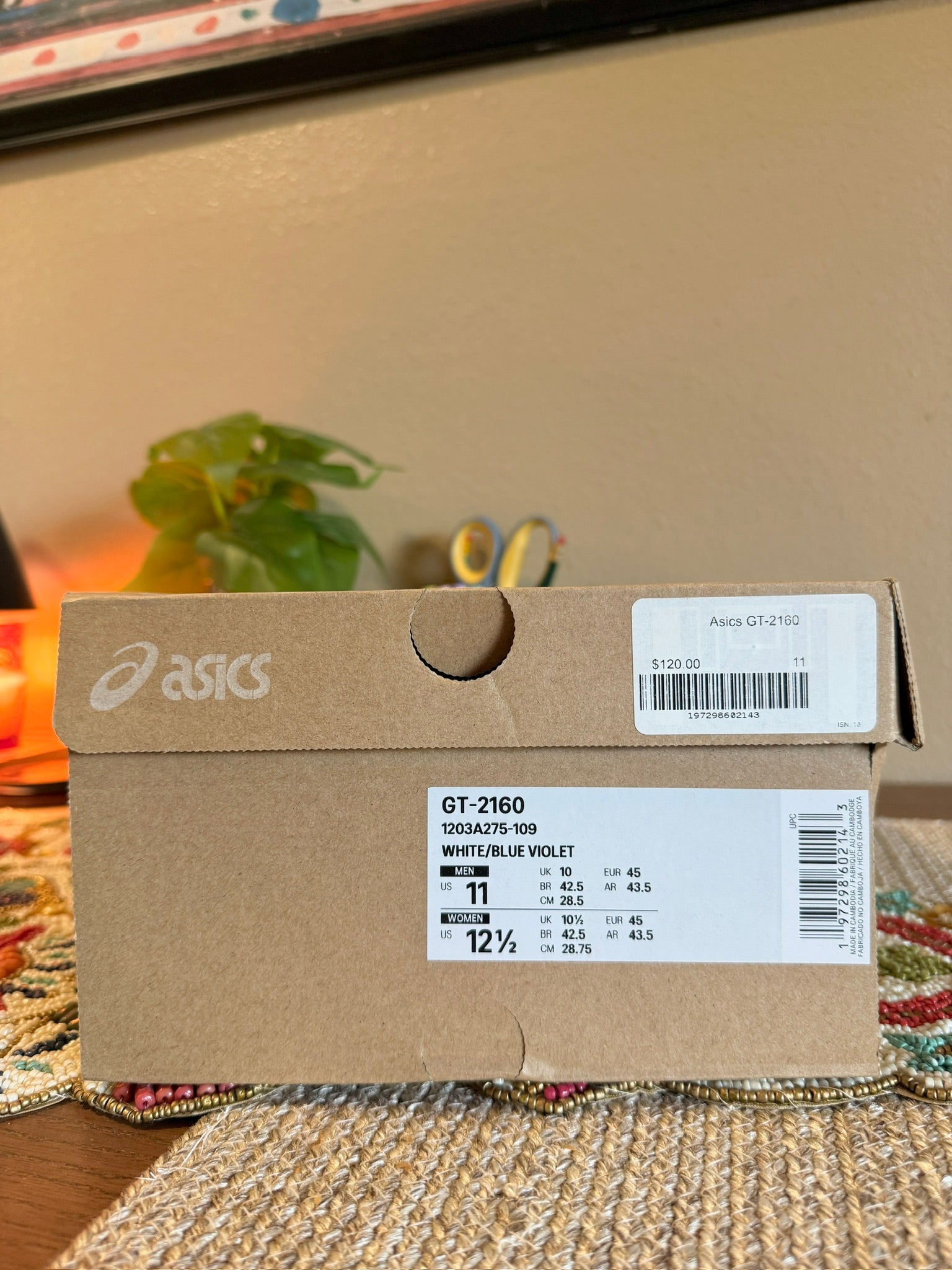 Asics GT-2160 White Blue Violet Size 11