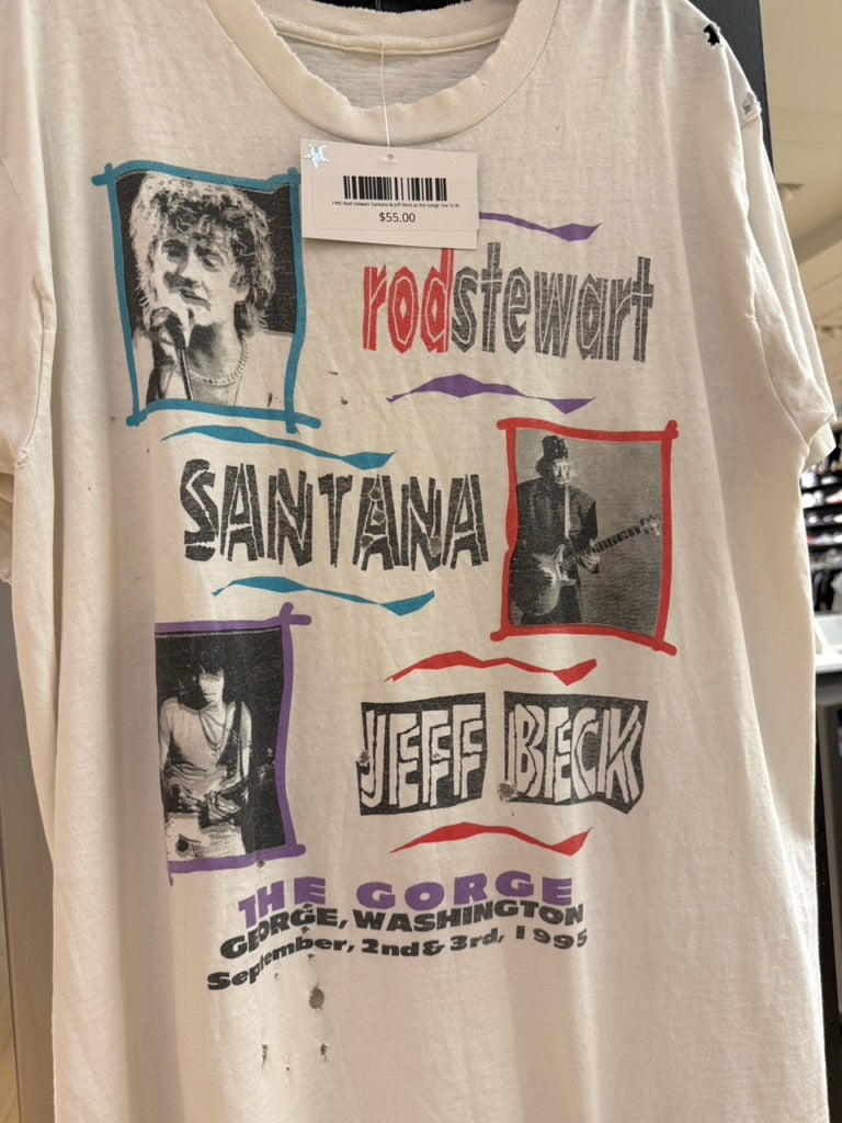 1995 Rod Stewart Santana & Jeff Beck at the Gorge Tee Sz XL