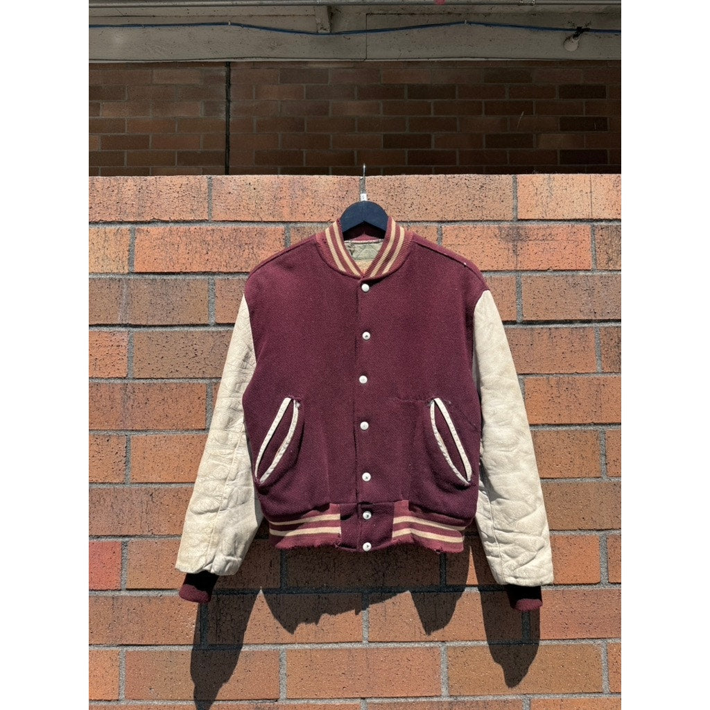 60s Timberline Burgundy Wool Letterman Jacket