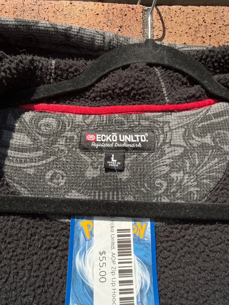 Y2K Ecko Unltd. AOP Zip Up Hoodie Size L