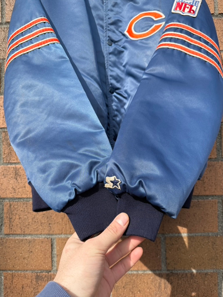 90s Starter Chicago Bears Satin Bomber Jacket Sz L