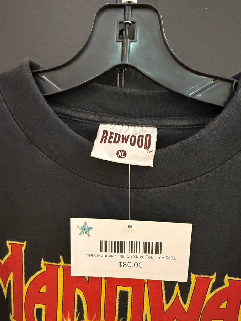 1998 Manowar Hell on Stage Tour Tee Sz XL