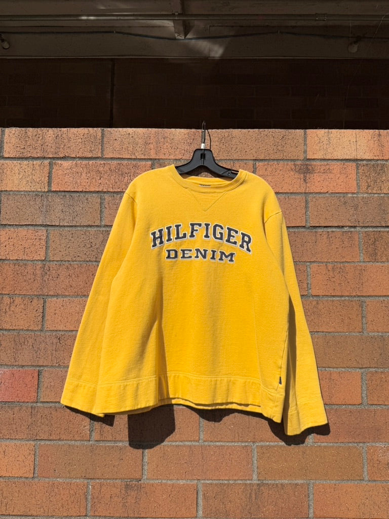 Y2K Tommy Hilfiger Denim Yellow Crewneck Sz Small