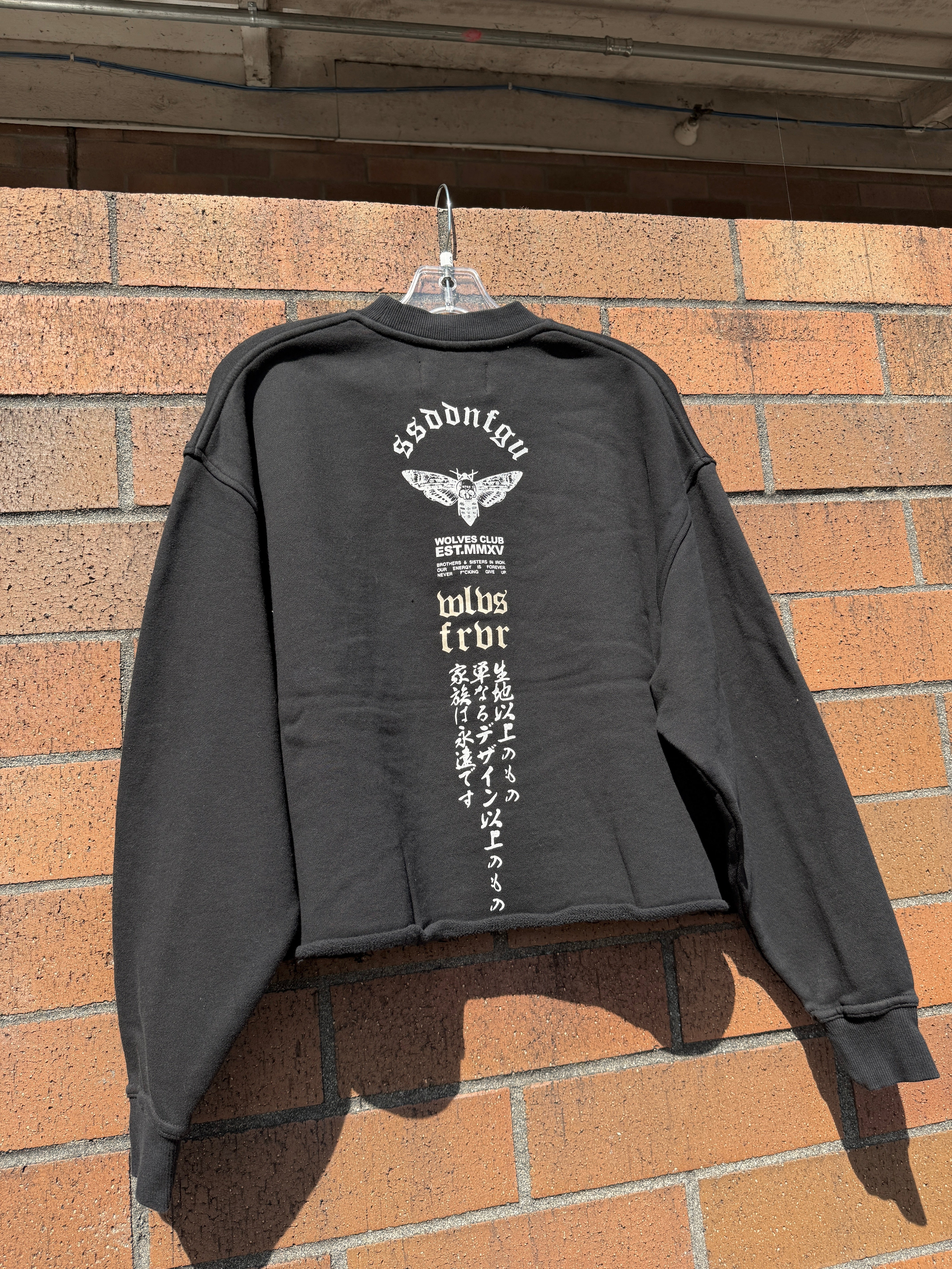 Darc Sport Hannya Inferno Raw Hem Box Cut Crewneck Black Sun Fade Size Small