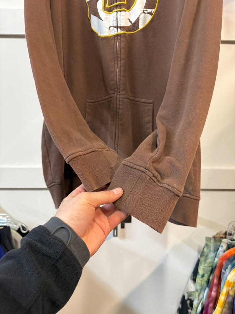 Y2K Burton Snowboards Brown Zip Up Hoodie Size XL