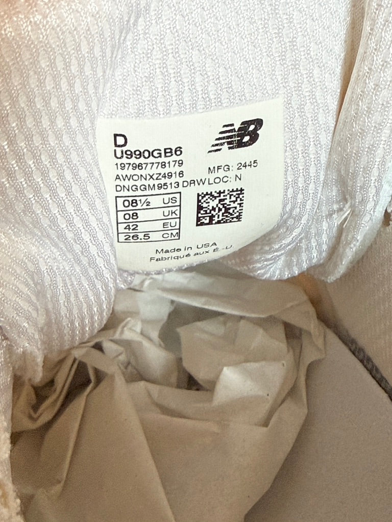 New Balance 990v6 MiUSA White Sea Salt Size 8.5