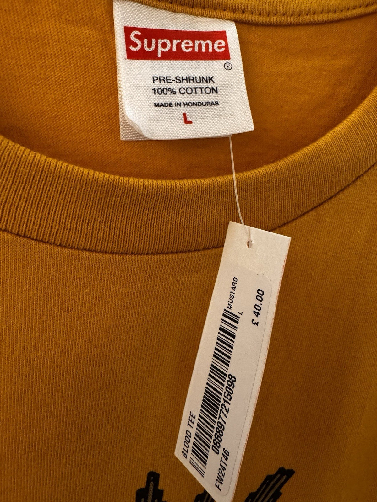 Supreme Blood Tee Mustard Size L
