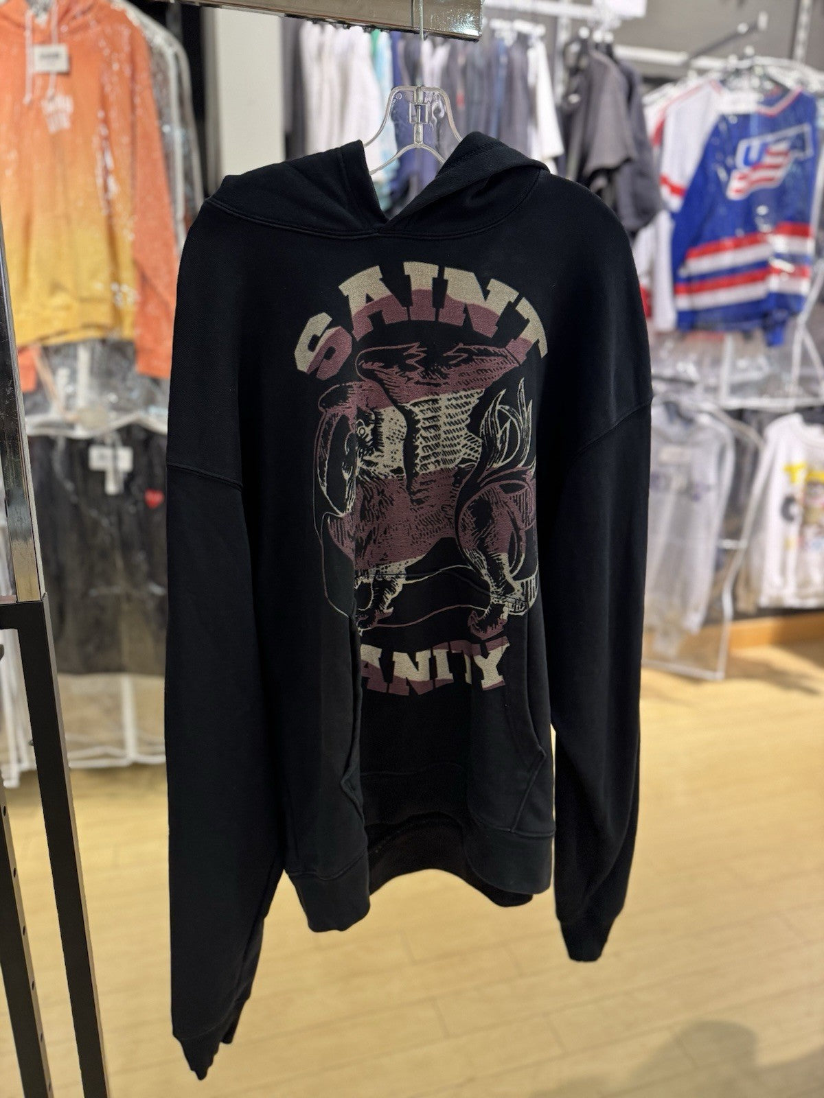 Saint Vanity Logo Red Cream Hoodie Size XL