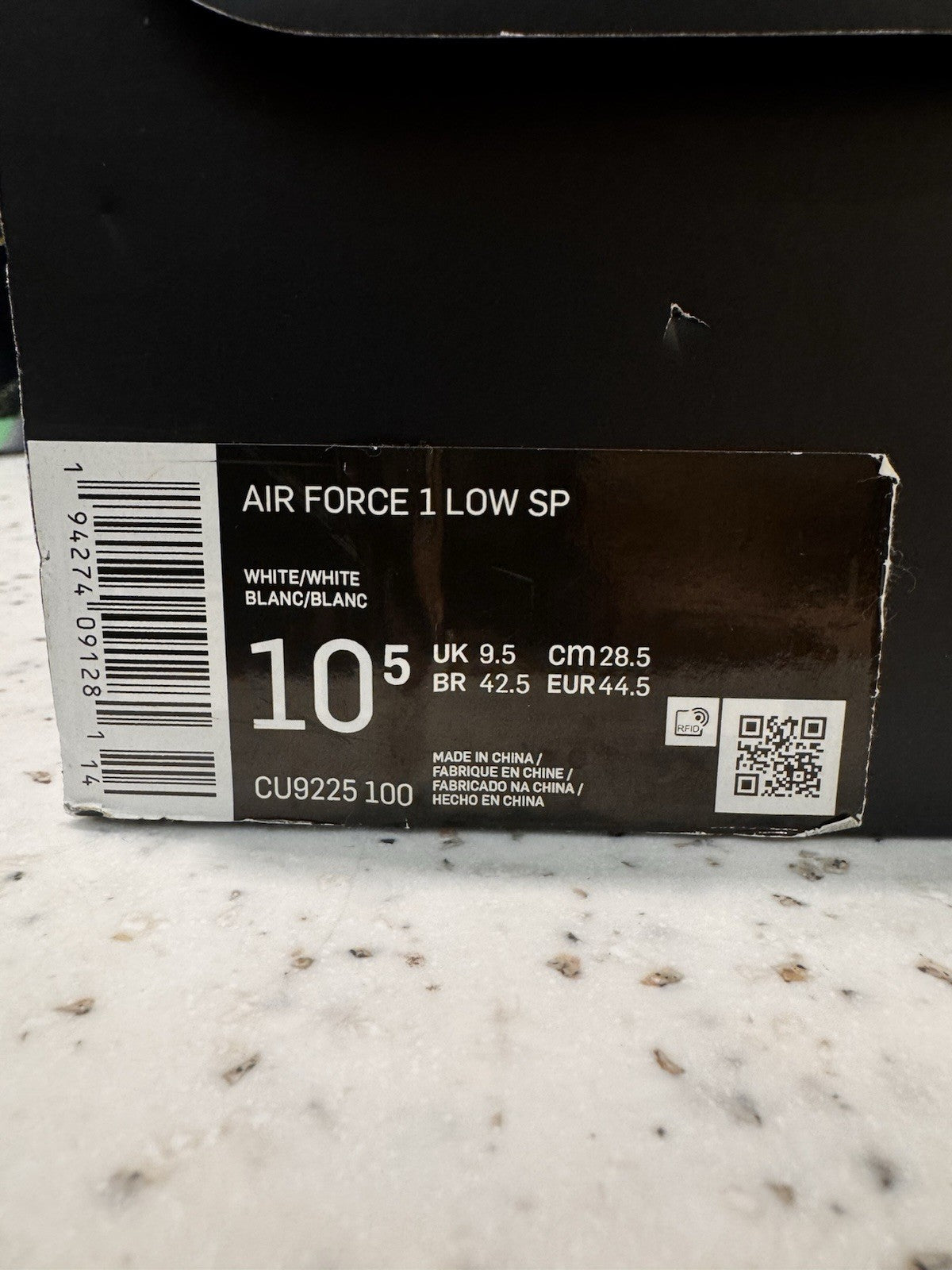 Nike Air Force 1 x Supreme Low Box Logo White Size 10.5
