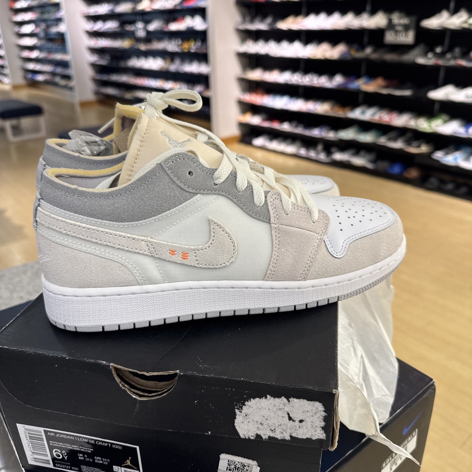 Size 6.5 (GS) - Jordan 1 Low SE Craft Inside Out - Tech Grey
