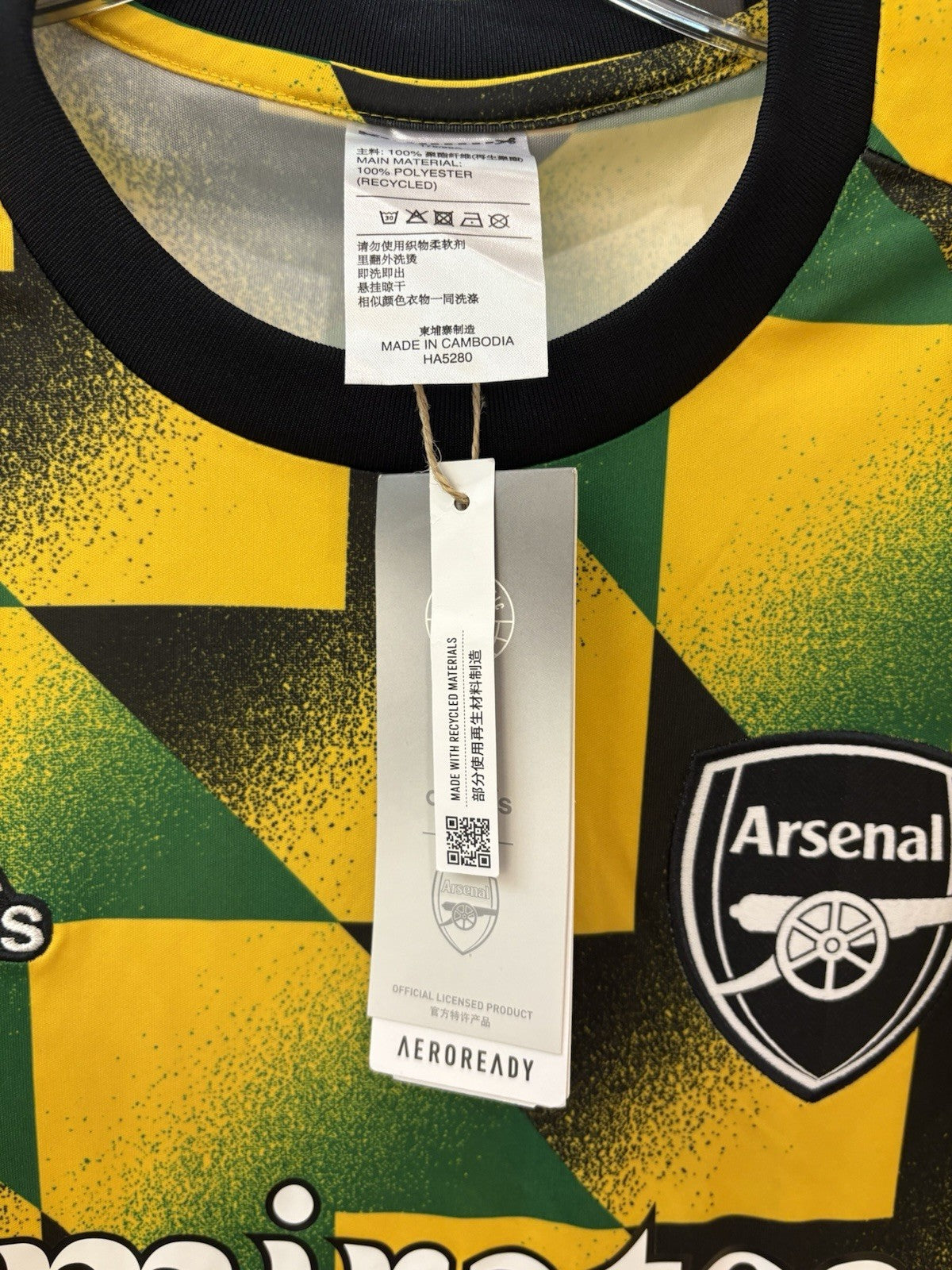 adidas Arsenal FC Pre-Match Jersey Eqt Yellow/Green/Black (2022) Size Medium 