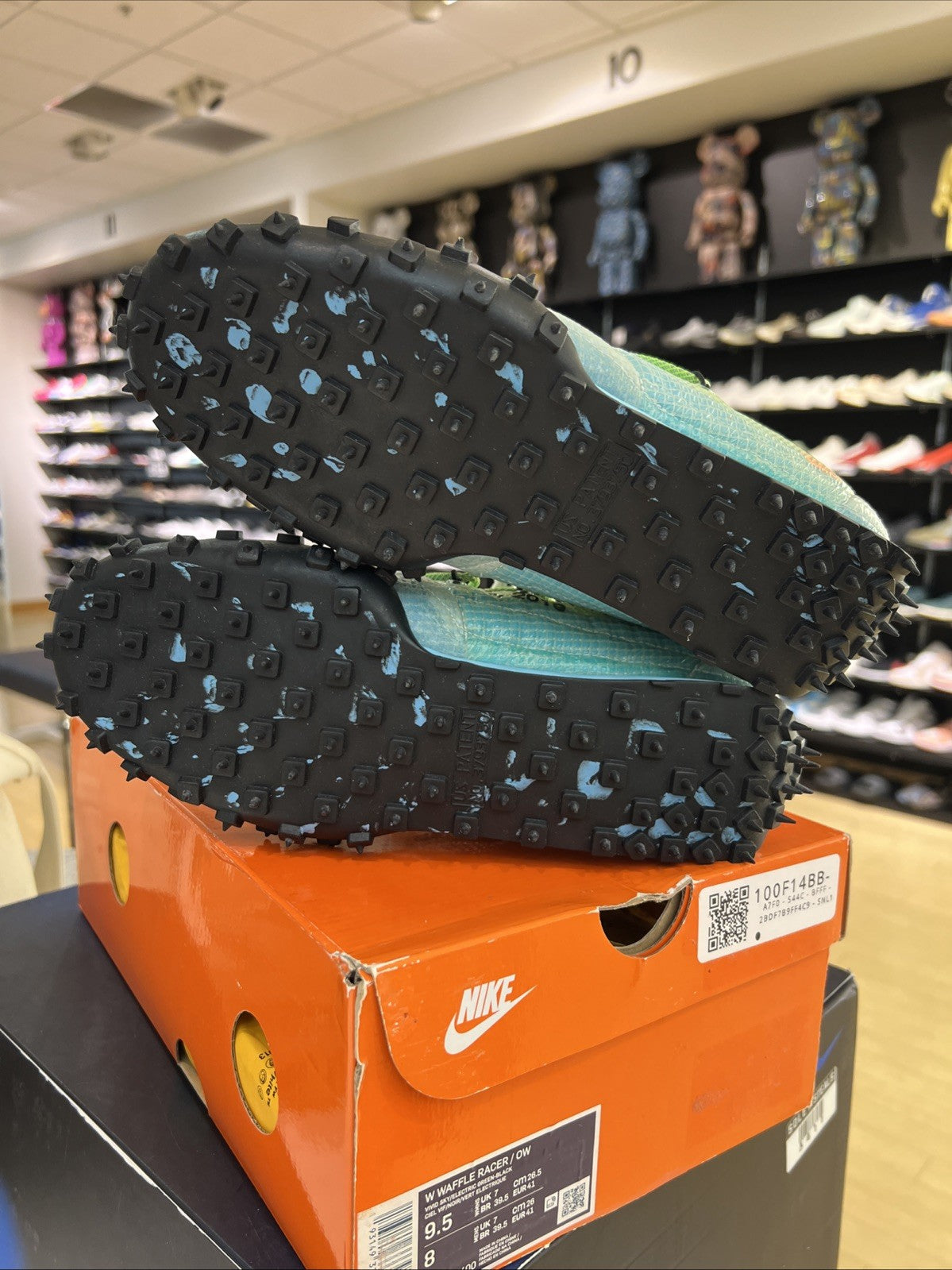 Off-White Nike Waffle Racer Vivid Sky Womens Sz 9.5/8M DEFECT