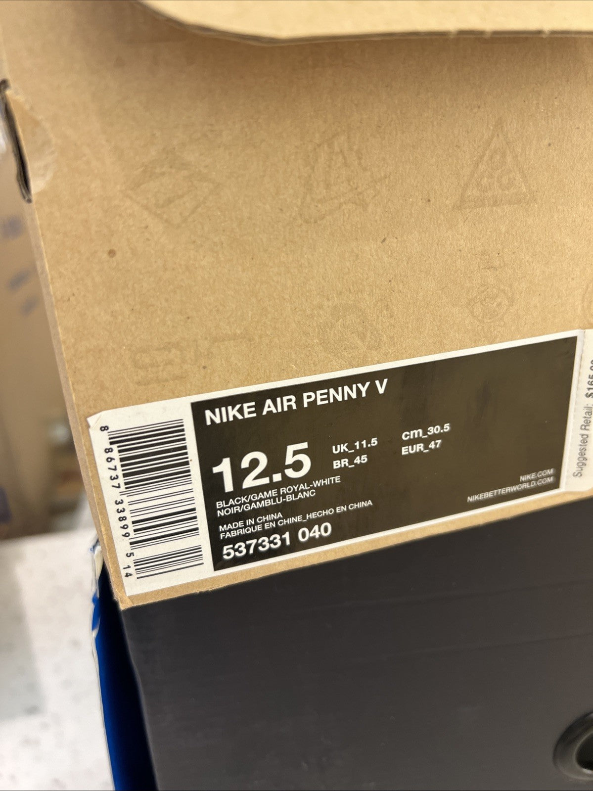 Nike Air Penny V Black / Game Royal - White Orlando Sz 12.5
