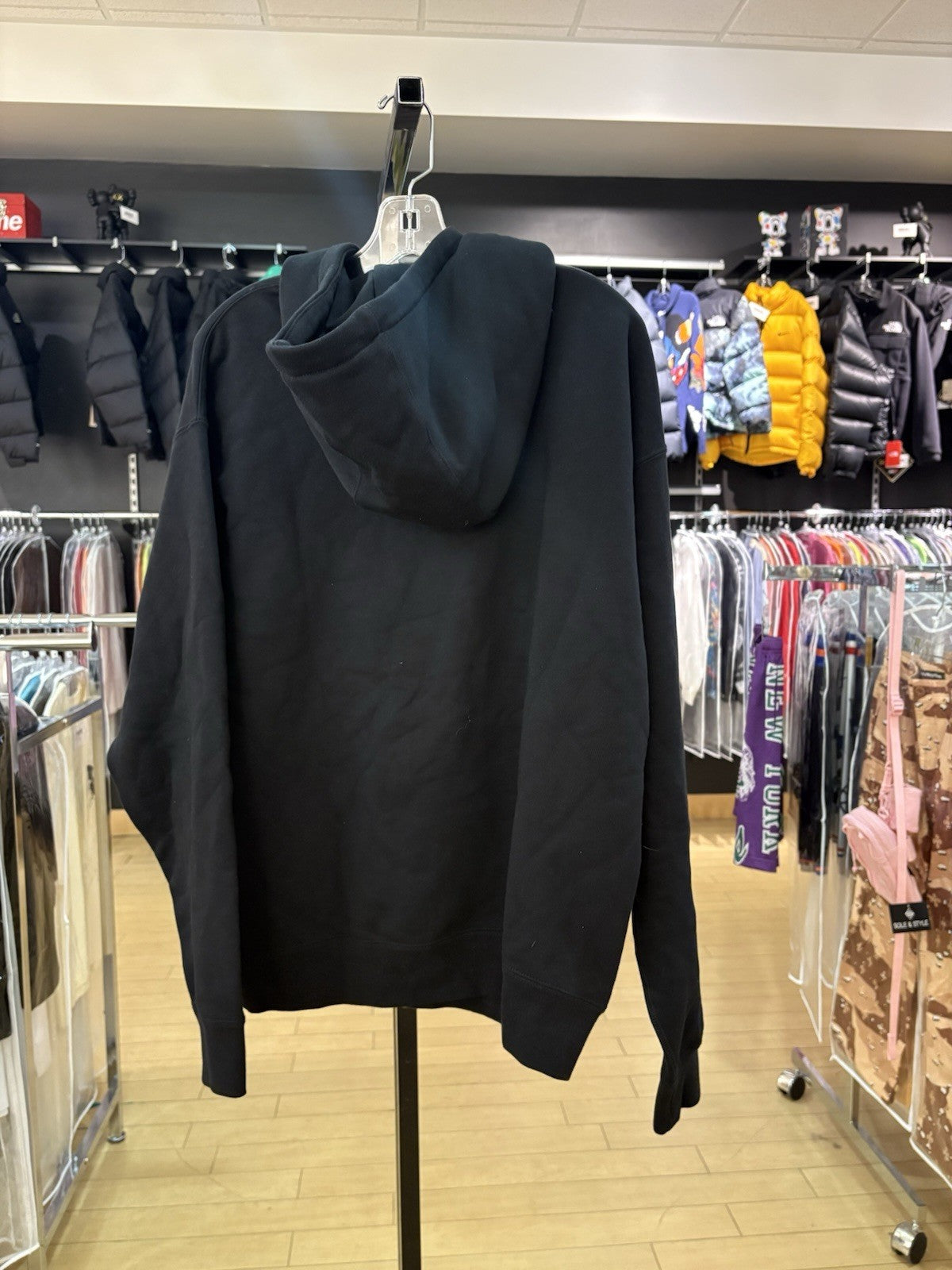 Nike Solo Swoosh Fleece Pullover Hoodie Black Size Medium 