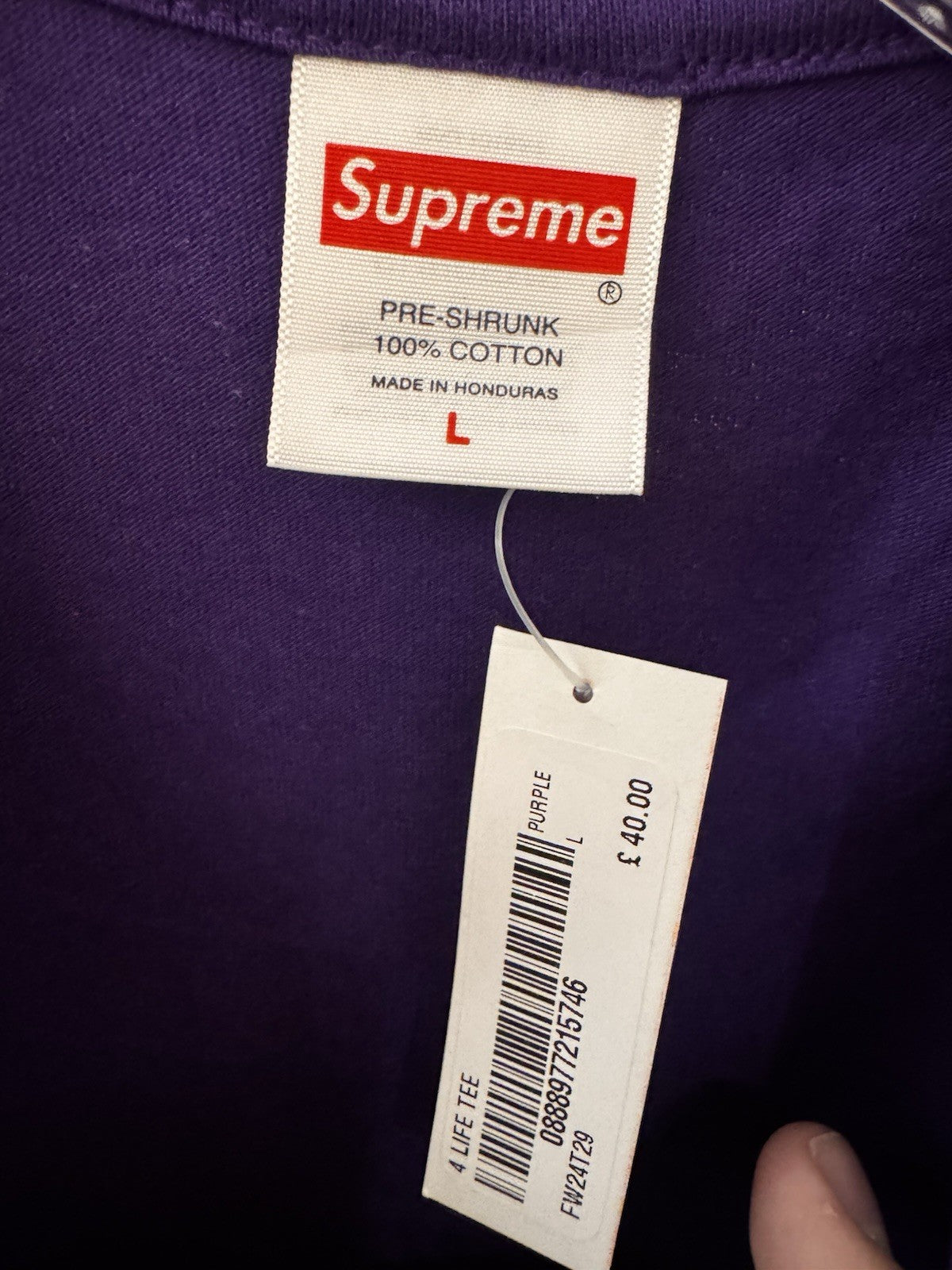 Supreme 4 Life Tee Purple Size L