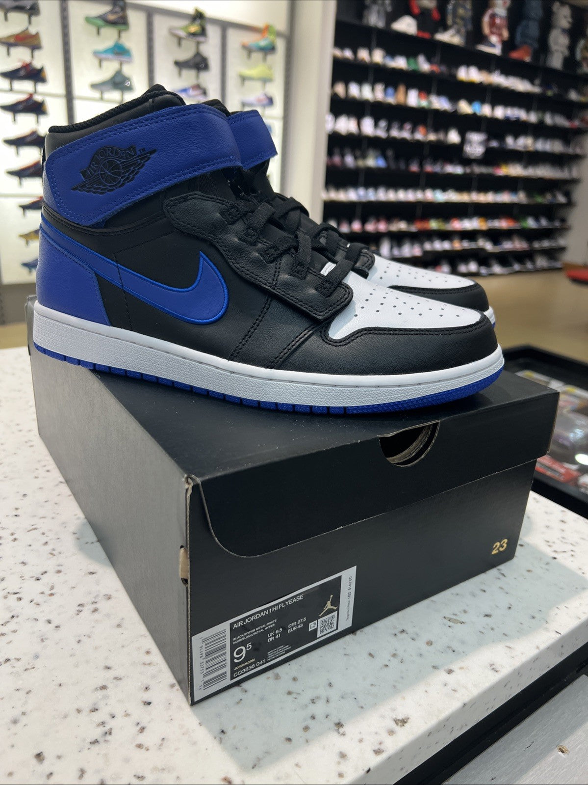 Jordan Air Jordan 1 High FlyEase Hyper Royal Black Blue White Sz 9.5