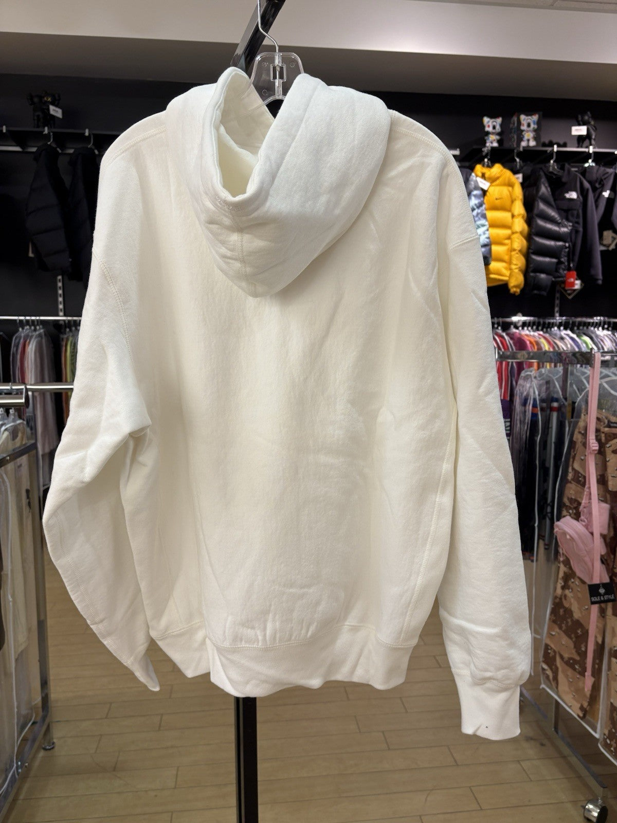 Supreme Box Logo Hooded Sweatshirt Hoodie White FW23 Size Large Small Stain