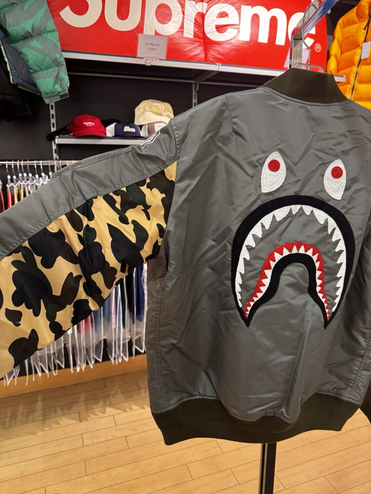 A Bathing Ape Shark WGM MA-1 Flight Jacket Size M Green