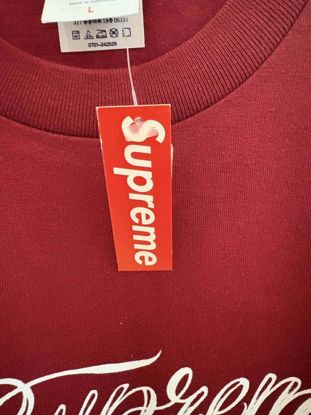 Supreme Script Tee Cardinal Size Large 