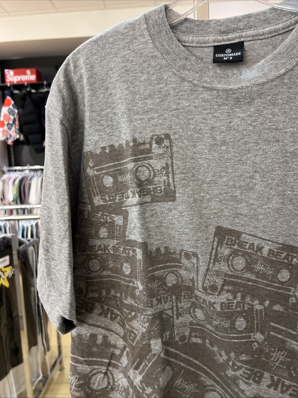 Stussy Custom Made In USA Stereo Tee Grey Sz XL