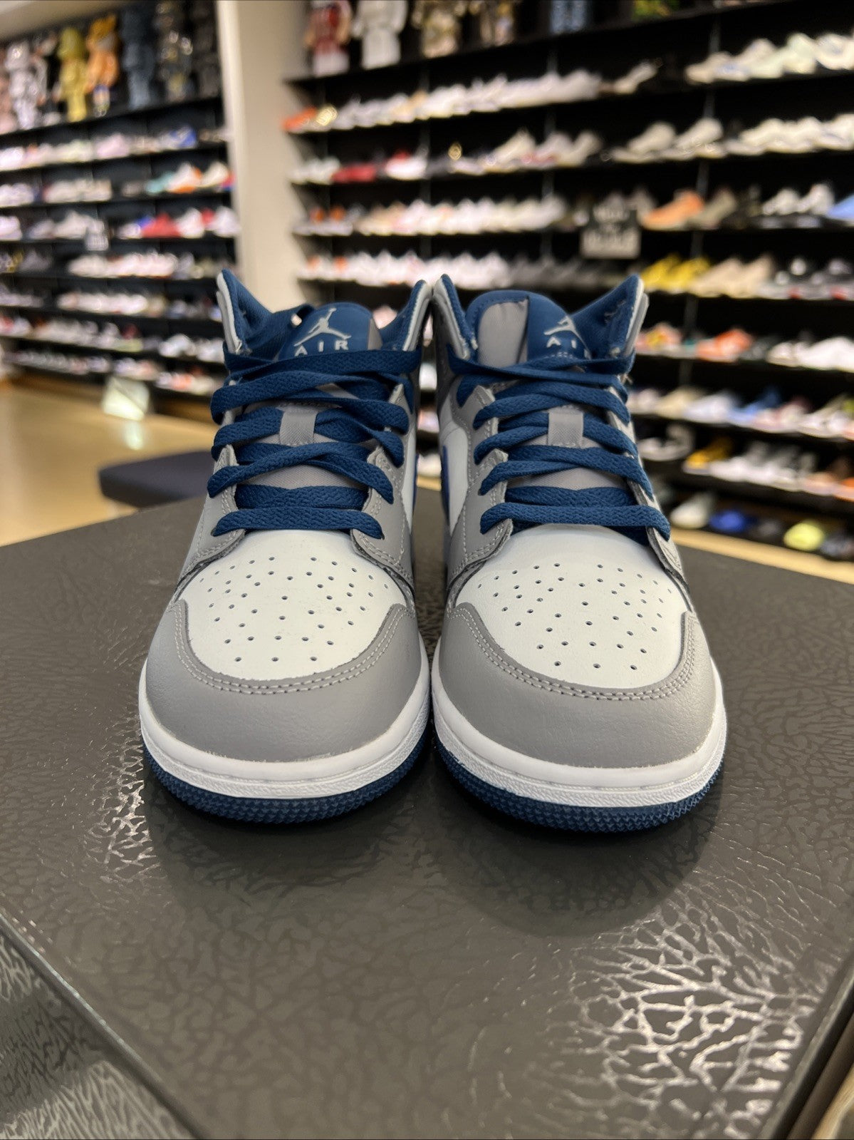 Nike Air Jordan 1 Mid 'Cement True Blue' Sz 4Y