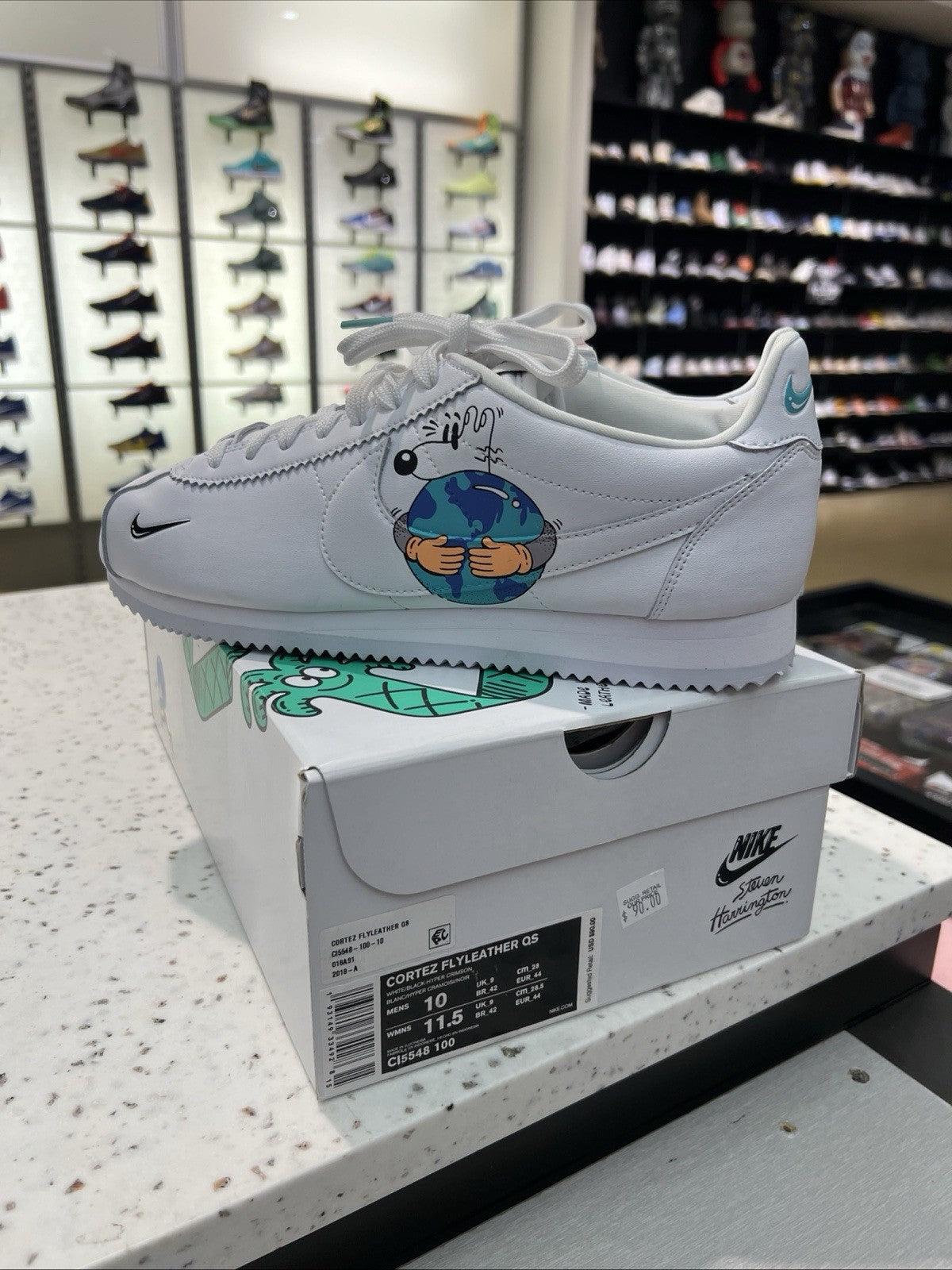 Nike Cortez Fly leather Steve Harrington Earth Day 2019 Sz 10 DEFECT