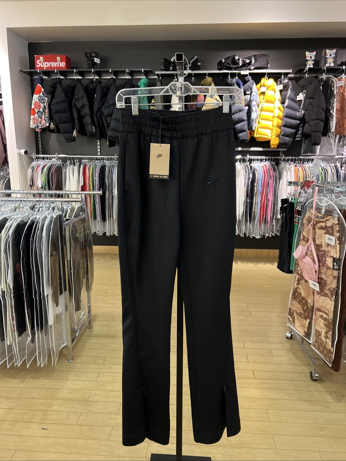 Nike Sportswear Mid-Rise Black Zip Flared Women's Pants Sz XS