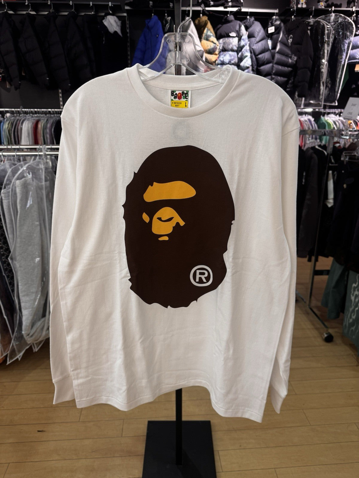 BAPE Big Ape Head L/S Tee White Size L