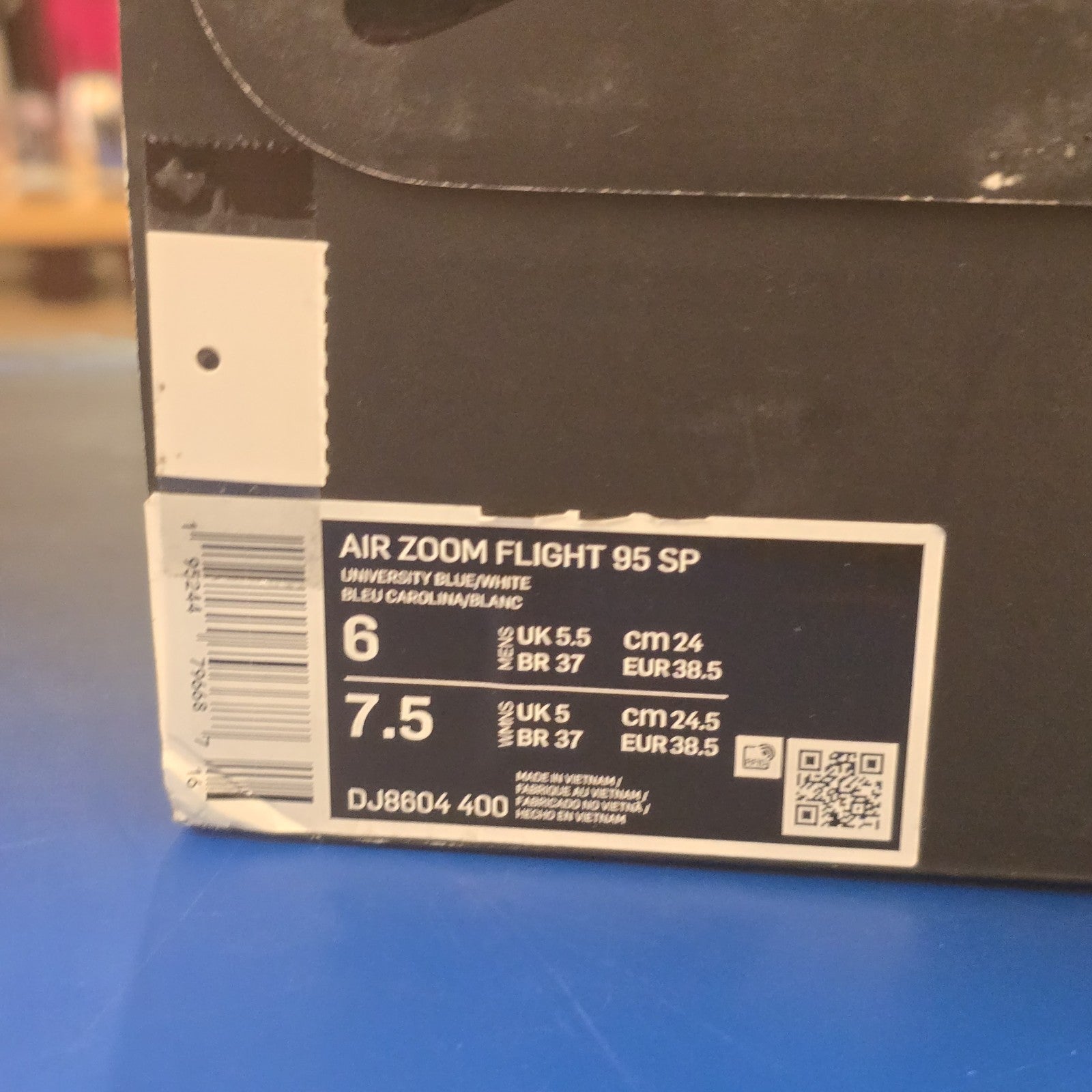 Supreme x Nike Air Zoom Flight 95 SP University Blue SZ 6 Yellowed