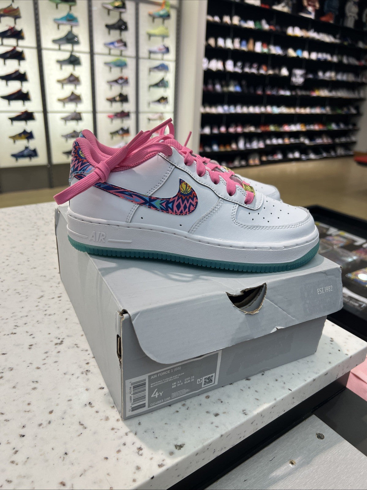 Nike Air Force 1 Low GS '07 All-Star 2023 White/Pink/Yellow SZ 4Y