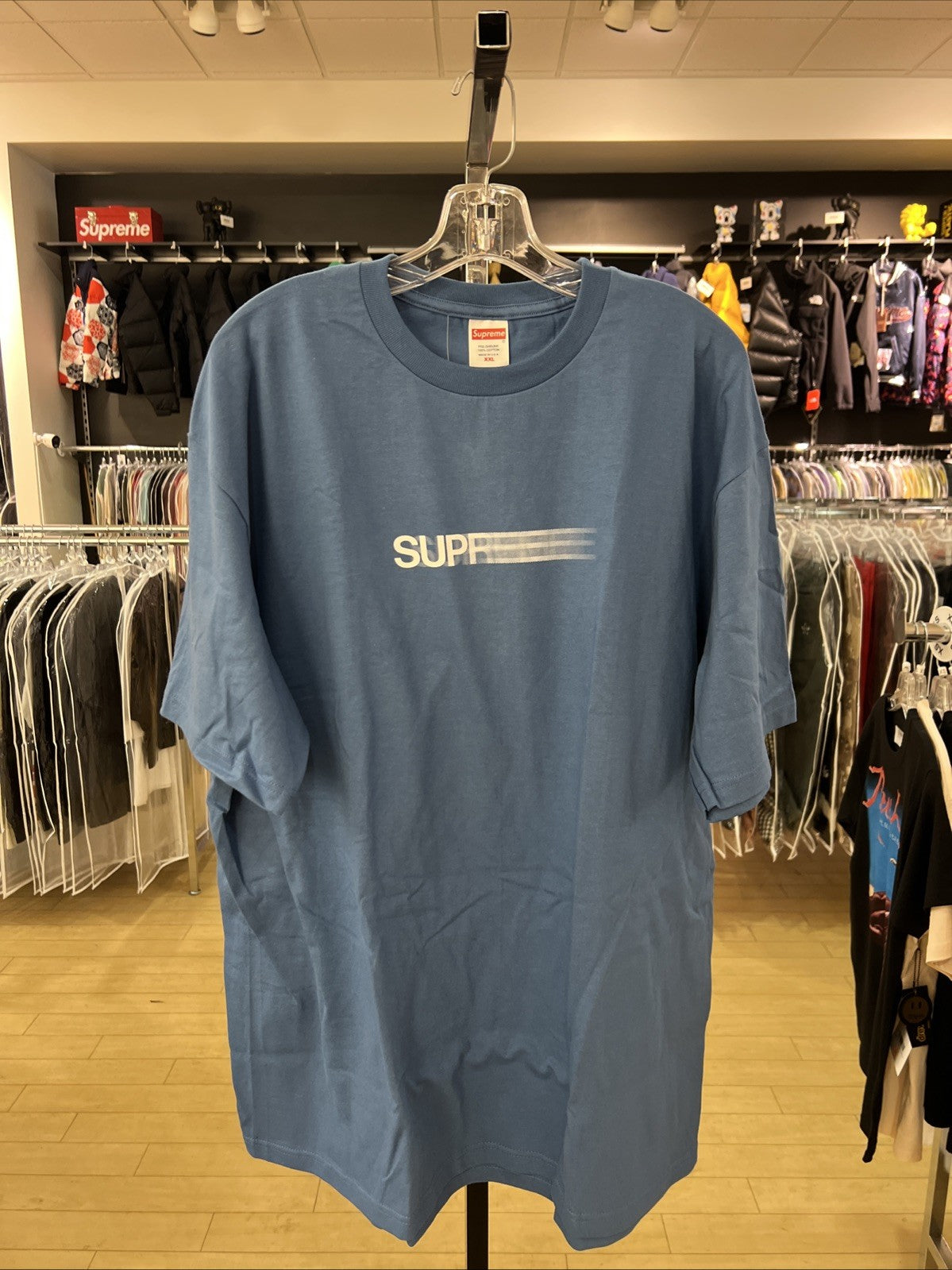 Supreme Faded Blue Motion Logo Tee Sz XXL