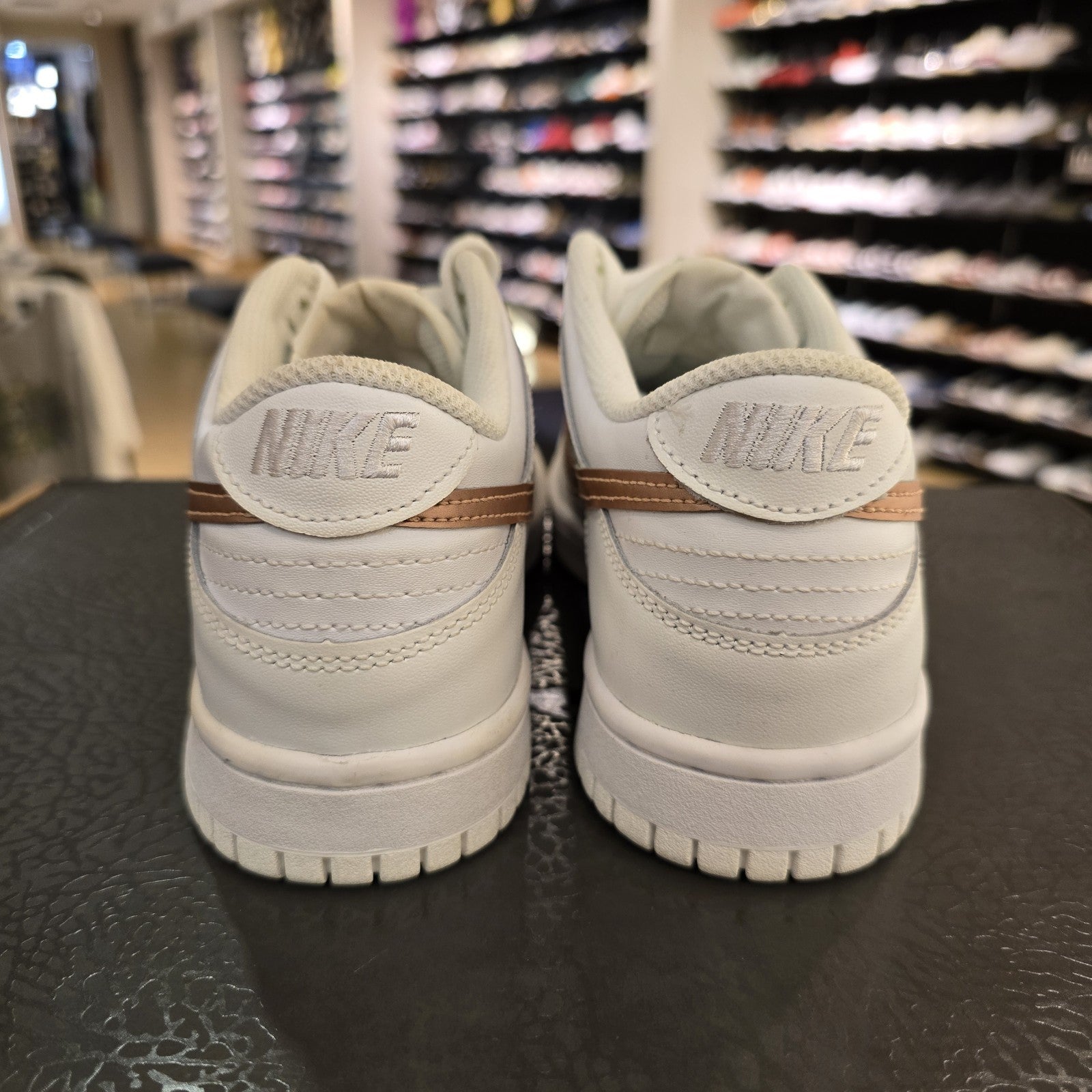 Size 5.5Y (GS) - Nike Dunk Low White Metallic Red Bronze