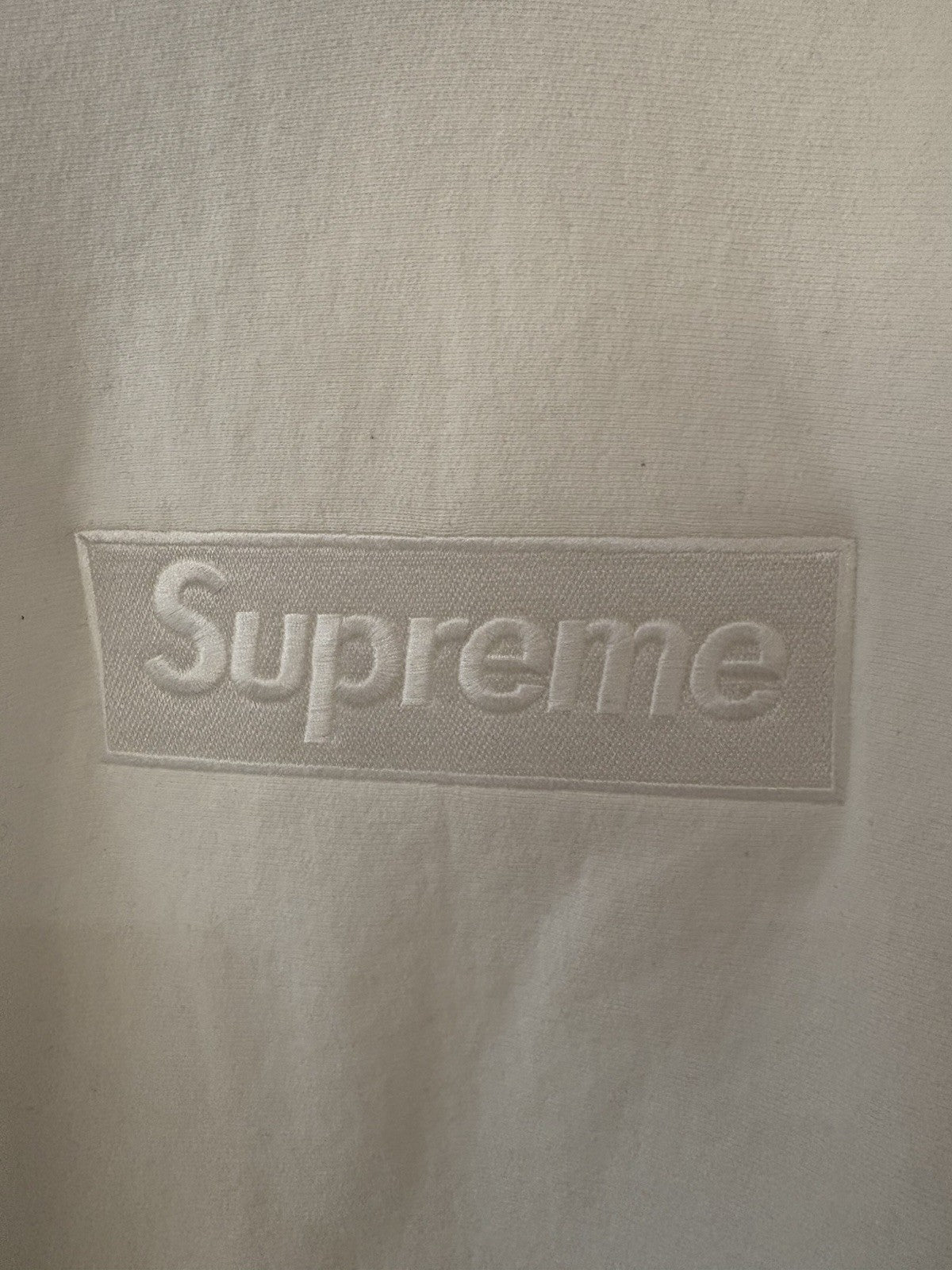 Supreme Box Logo Hooded Sweatshirt Hoodie White FW23 Size Large Small Stain