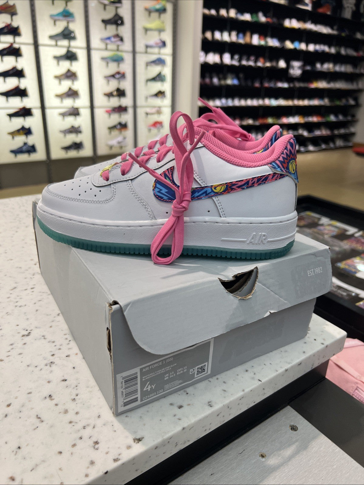 Nike Air Force 1 Low GS '07 All-Star 2023 White/Pink/Yellow SZ 4Y
