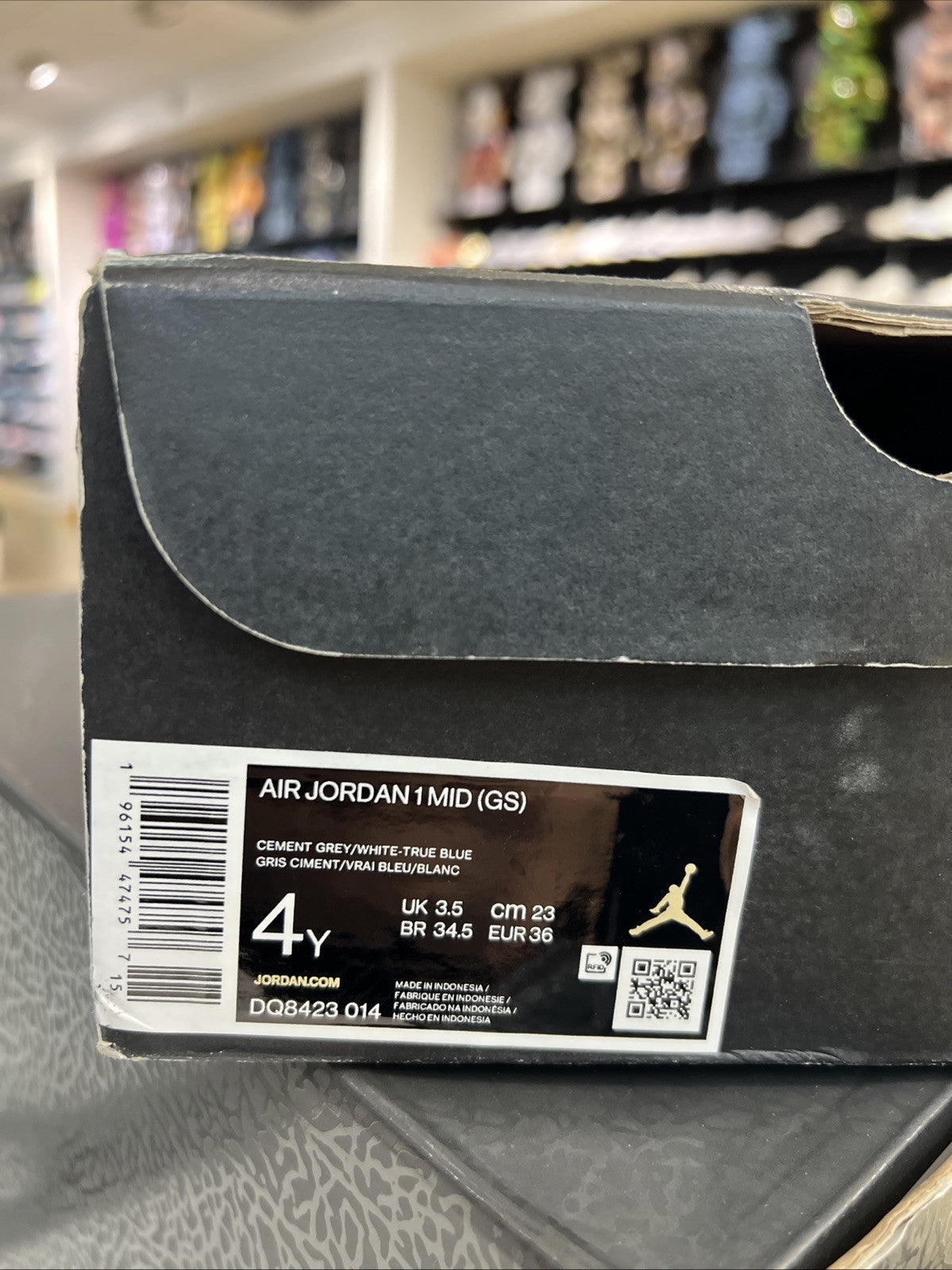 Nike Air Jordan 1 Mid 'Cement True Blue' Sz 4Y
