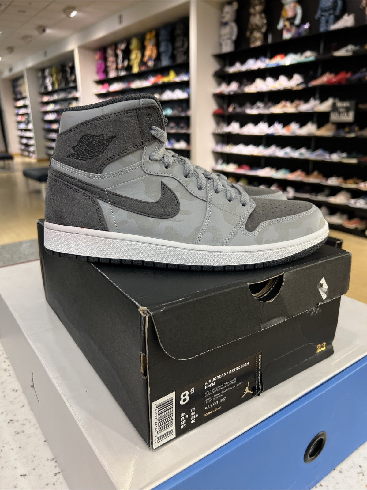 Nike Air Jordan 1 Retro High Premium Wolf Gray Camo Sz 8.5