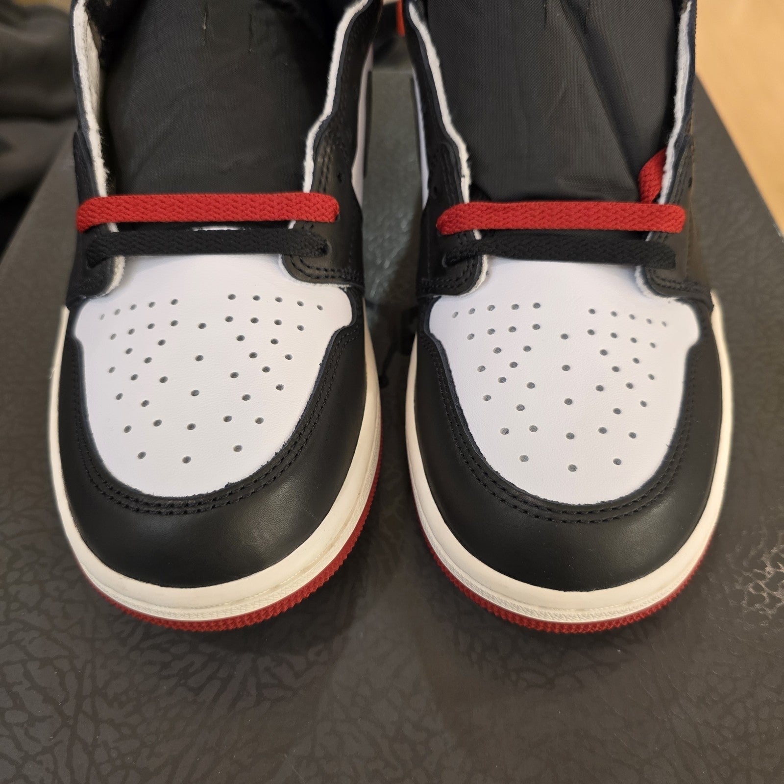 Size 9.5 - Air Jordan 1 Retro OG High Black Toe Reimagined