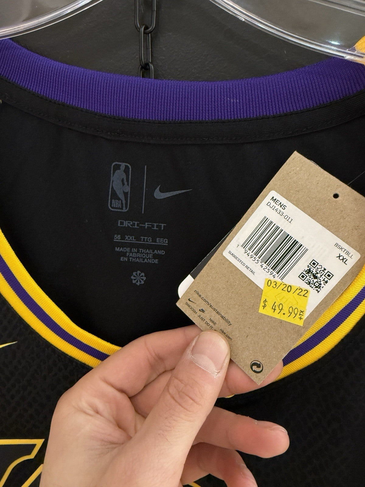 Nike Los Angeles Lakers Lebron James Earned Edition Swingman Jersey Sz XXL