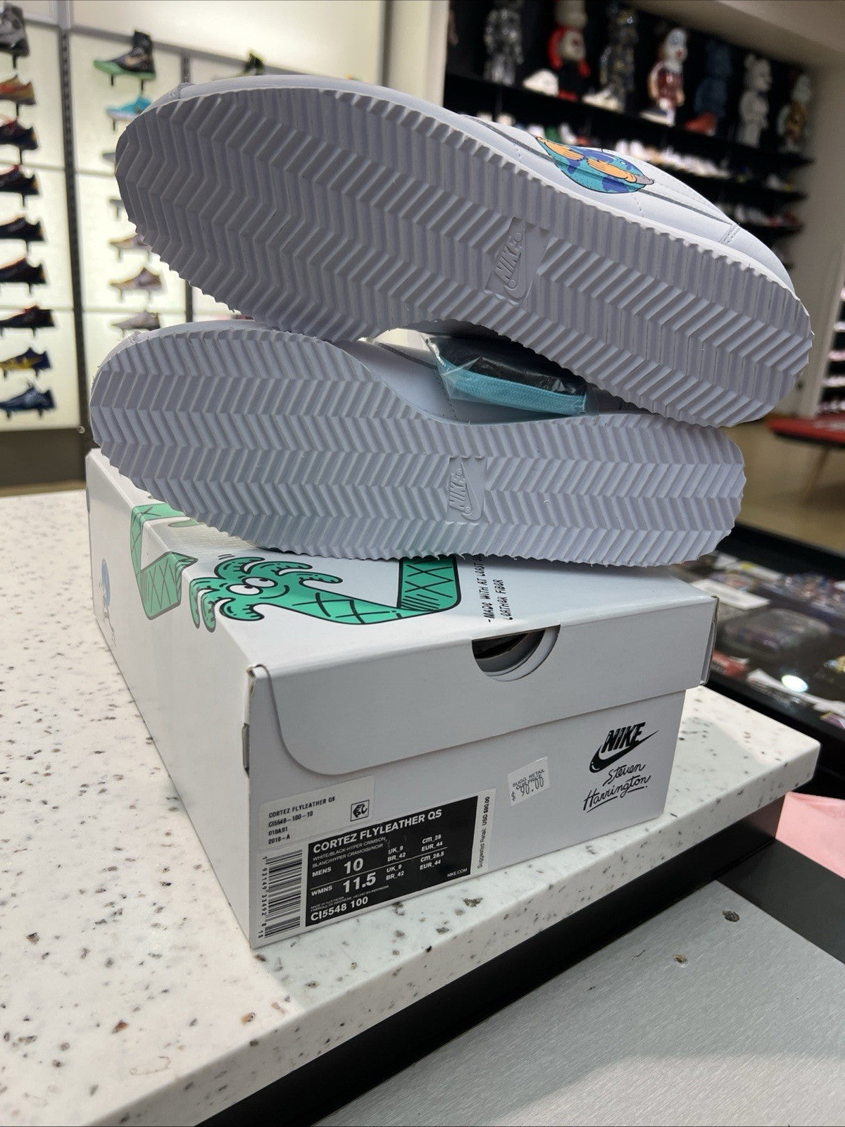 Nike Cortez Fly leather Steve Harrington Earth Day 2019 Sz 10 DEFECT