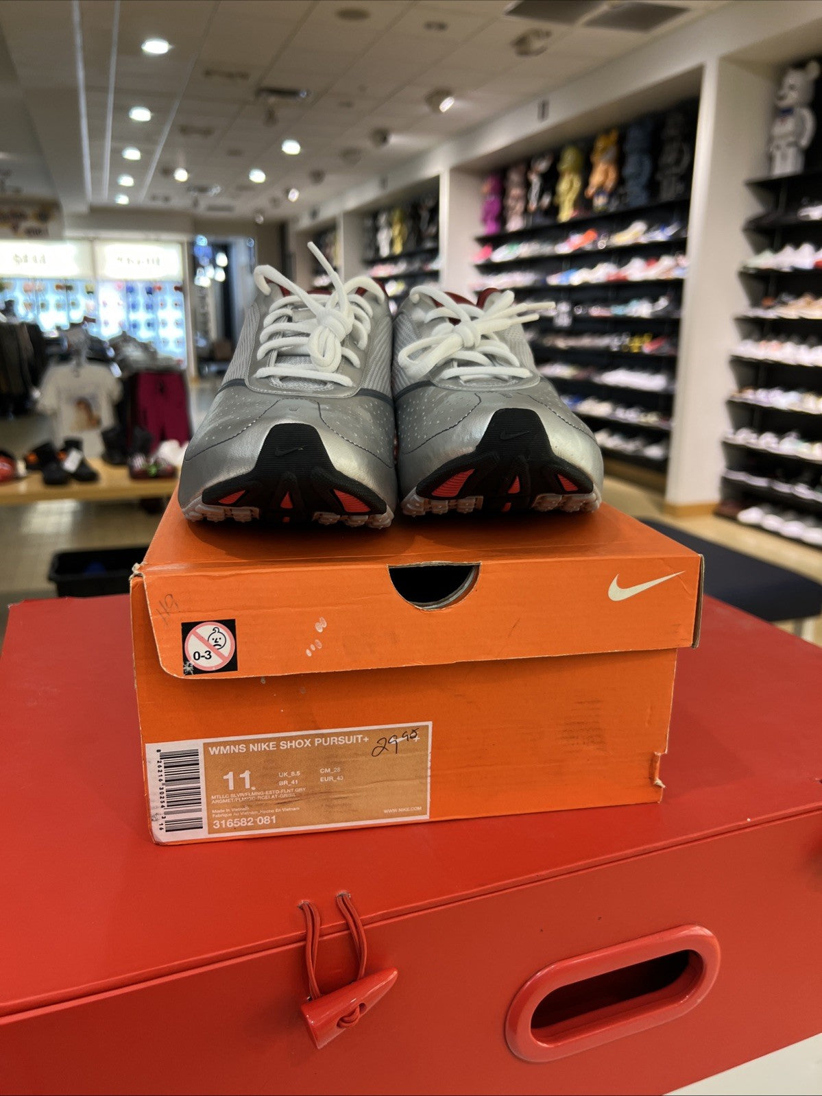 Nike Shox Pursuit Athletic Running Sneakers Metallic Silver Womens Size 11/9.5M