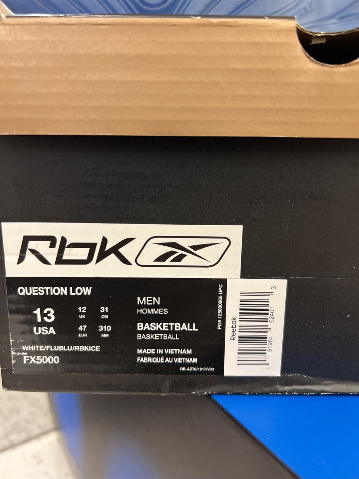 Reebok Question Low Fluid Blue Sz 13