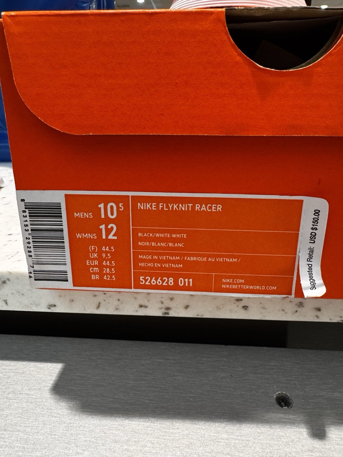 Nike Flyknit Racer Black White Volt Size 10.5